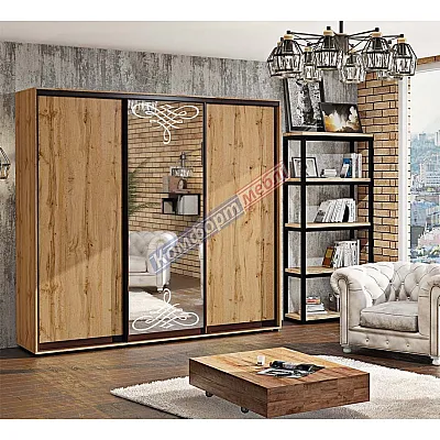 Шкаф-купе 250 см Комфорт "ДСП" 3х дверный в цвете дуб золотой-0