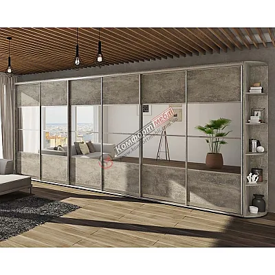 Шкаф купе 5.4 метра Комфорт "Модель 8" 6 дверный Бетон светлый-0