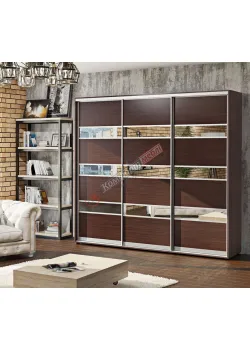 Шафа купе 260 см Комфорт "Модель 4" трьохдверна у кольорі венге