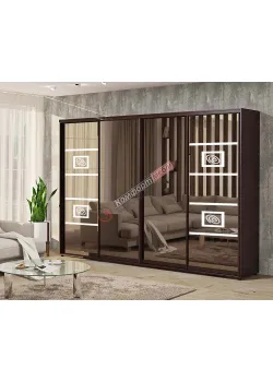 Шкаф-купе 4 м Комфорт "Зеркало" четырехдверный венге