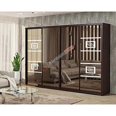 Шафа-купе 4 м Комфорт "Дзеркало" чотиридверна венге-0