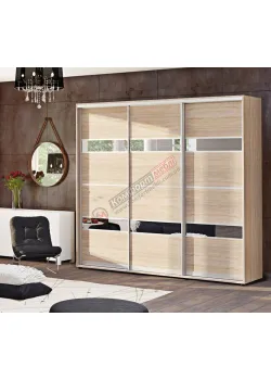 Шафа купе 220 см Комфорт "Модель 5" тридверна дуб натуральний