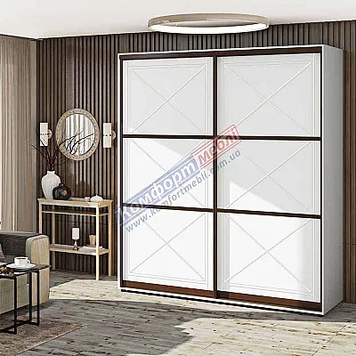 Шафа-купе 1,8 м Комфорт "Прованс" глянець двохдверна біла-0