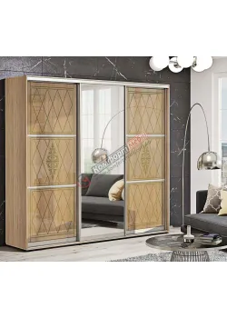 Шкаф-купе 2,4 м Комфорт "Венеция" глянец 3 дверный цвет дуб сонома