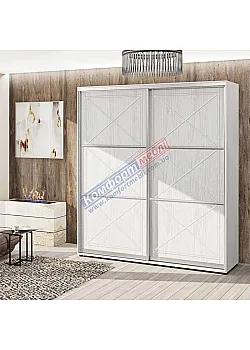 Шафа купе 1.9 м Комфорт "Прованс" глянець 2 дверна білений дуб