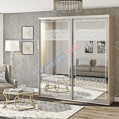 Шафа купе 1,1 м Комфорт "Дзеркало" 2 дверна дуб натуральний-0