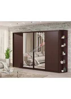 Шкаф купе 320 см Комфорт "ДСП" с зеркалом четырехдверный дуб венге