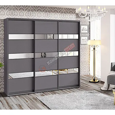 Шафа-купе 1,8 м Комфорт "Модель 4" 3 дверна колір антрацит-0