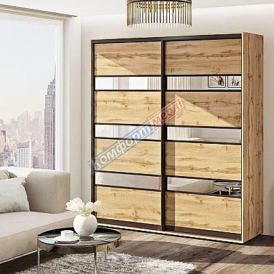 Шафа-купе 1000 мм Комфорт "Модель 4" 2х дверна дуб золотий-0