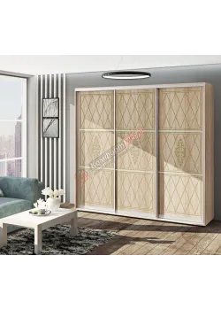 Шафа купе 2.1 метра Комфорт "Венеція" глянець трьохдверна дуб сонома