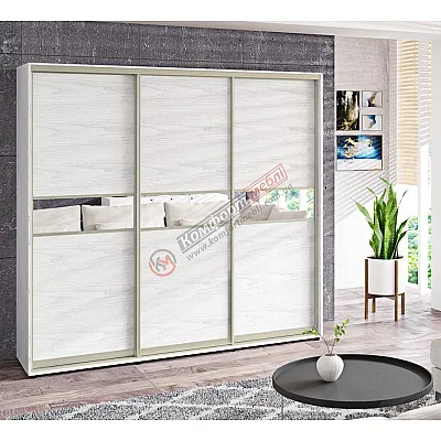 Шафа-купе 2,6 м Комфорт "Модель 2" 3х дверна дуб білений-0