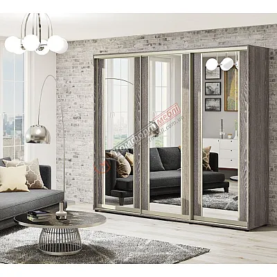 Шафа-купе 2,1 м Комфорт "Модель 7" 3х дверна у кольорі дуб трюфель-0