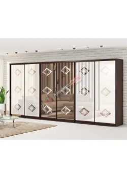 Шкаф купе 4.2 м Комфорт "Зеркало" 6х дверный венге