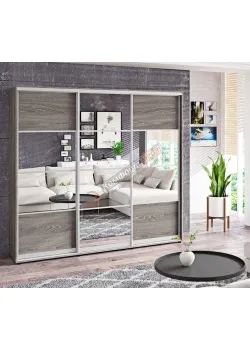 Шафа купе 2,5 м Комфорт "Модель 8" трьохдверна у кольорі дуб трюфель