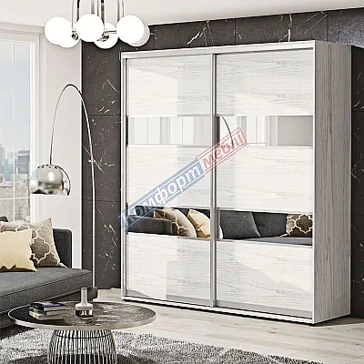 Шафа купе 200 см Комфорт "Модель 3" дводверна дуб білений-0