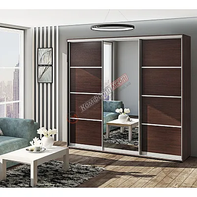 Шафа купе 2.3 метра Комфорт "З 4-х частин" тридверна дуб венге-0