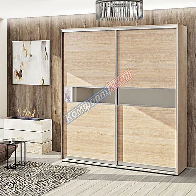 Шкаф купе 1200 мм Комфорт "Модель 2" 2 дверный дуб натуральный-0