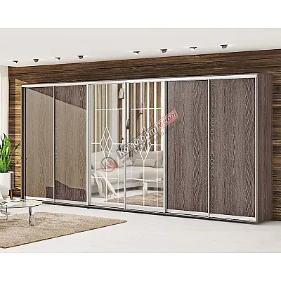 Шкаф купе 4.4 м Комфорт "ДСП" 6 х дверный в цвете дуб трюфель-0