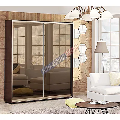 Шкаф купе 1.7 м Комфорт "Зеркало" двухдверный венге-0