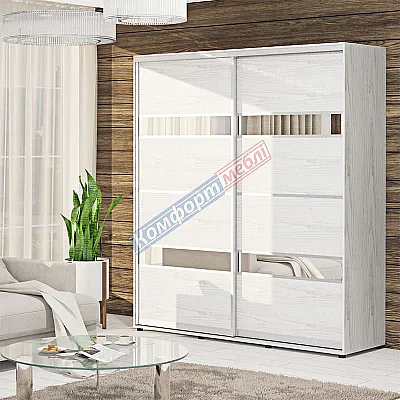 Шкаф купе 1.3 метра Комфорт "Модель 5" 2 дверный дуб беленый-0