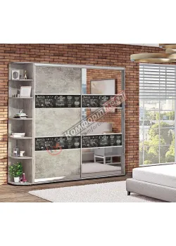 Шафа-купе 1,5 метра Комфорт "Модель 3" з дзеркалом 2х дверна Бетон