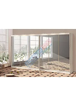 Шафа-купе 4,6 м Комфорт "Дзеркало" 6 дверна дуб білений
