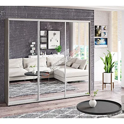 Шкаф купе 2.6 м Комфорт "Зеркало" трехдверный дуб трюфель-0