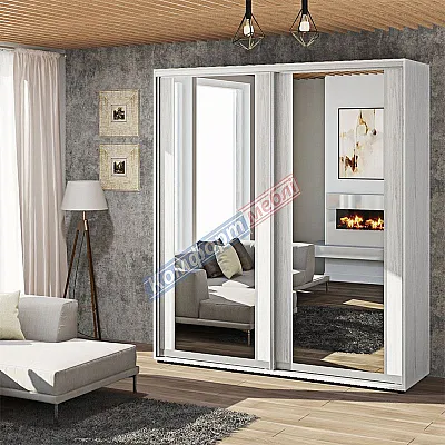 Шкаф-купе 2,0 метра Комфорт "Модель 7" двухдверный дуб беленый-0