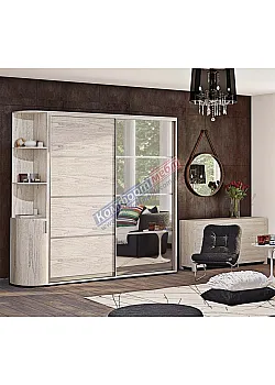 Шафа купе 1.6 м Комфорт "З 4-х частин" 2 дверна білений дуб