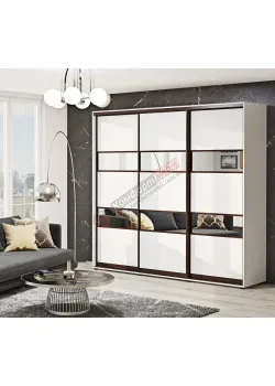 Шкаф-купе 2,4 метра Комфорт "Модель 3" 3х дверный в белом цвете