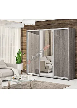 Шафа купе 2.4 м Комфорт "ДСП" трьохдверна у кольорі дуб трюфель