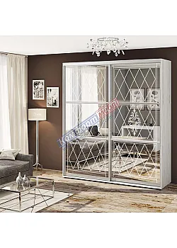 Шафа-купе 1.0 м Комфорт "Дзеркало" 2х дверна білений дуб