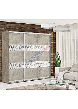 Шафа купе 2.3 м Комфорт "Модель 3" трьохдверна бетон світлий