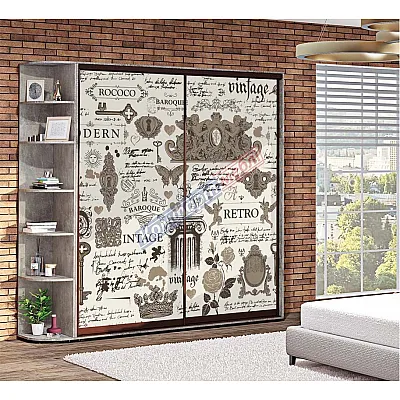 Шкаф-купе 0,9 метра Комфорт "Стекло фотопечать" 2х дверный светлый-0