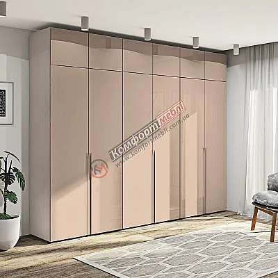 Шафа на всю стіну Комфорт Флекс 2,4 м з фарбованого МДФ Капучино в коридор-0