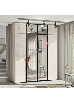 Шафа з зеркалом Комфорт Флекс 160 см ДСП фасад Дуб білений чотири дверна