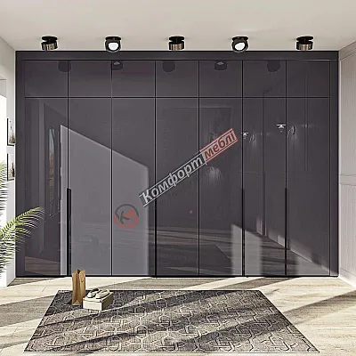 Шкаф во всю стену Комфорт Флекс ДСП фасад Графит в зал-0