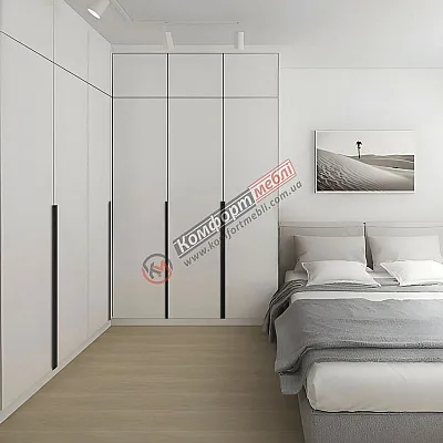 Распашный шкаф Комфорт Флекс с ДСП фасадами Белый в спальню-0
