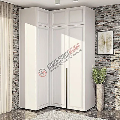 Угловой шкаф Комфорт Flex крашеный МДФ Белый в прихожую-0