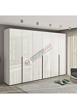 Велика шафа Комфорт Flex 2,4 м з ДСП фасадами Біла 6 дверна