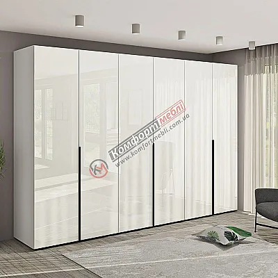 Большой шкаф Комфорт Flex 2,4м с ДСП фасадами Белый 6 дверной-0