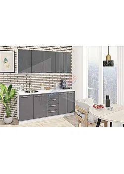 Готова кухня Комфорт Фарбований високий глянець 1.8 м Графіт