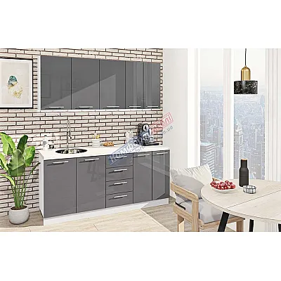 Готовая кухня Комфорт Крашеный высокий глянец 1.8 м Графит-0