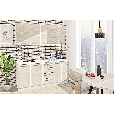 Готовая кухня Комфорт Эко 1,8 метра прямая Дуб беленый-0