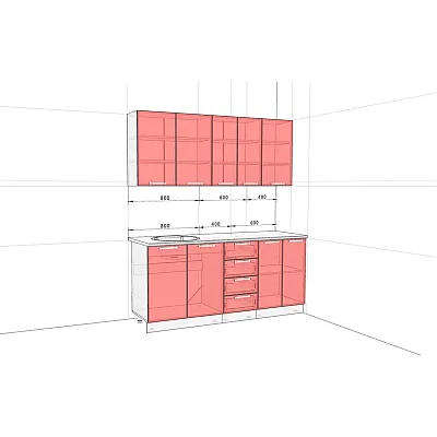Готовая кухня Комфорт Эко 1,8 метра прямая Дуб беленый-1