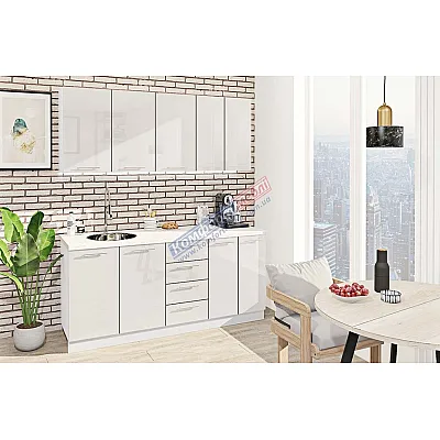 Готовая кухня Комфорт Крашеный высокий глянец 1,8 м Белый-0