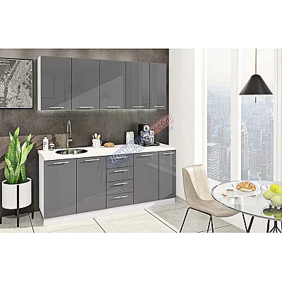 Готовая кухня Комфорт Крашеный высокий глянец 1.9 метра Графит-0