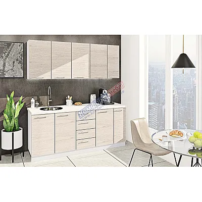 Готовая кухня Комфорт Эко 1,9 метра прямая Дуб беленый-0