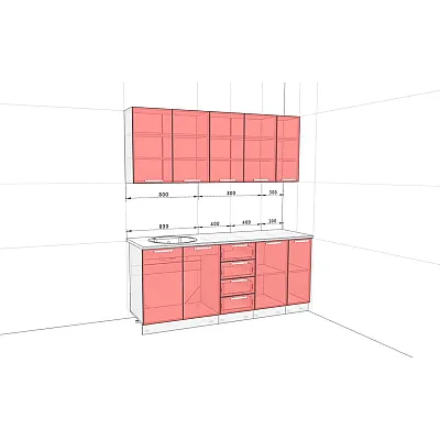 Готовая кухня Комфорт Хай-тек 1900 мм Крем-1