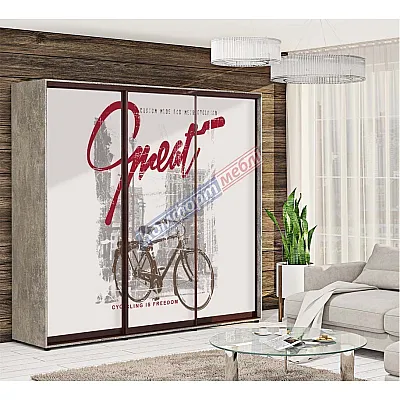 Шкаф-купе 1,8 м Комфорт "Стекло фотопечать" двухдверный светлый-0